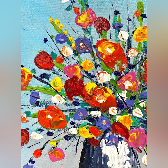 “Flowers For Mom” Original Impasto Acrylic Art on 11x14 Canvas Panel NOT FRAMED - Picture 5 of 10